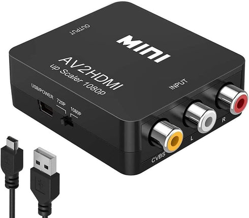 RCA to HDMI Converter, 1080P Composite CVBS AV to HDMI Video Audio Adapter for N64 Wii PS2 Xbox VHS