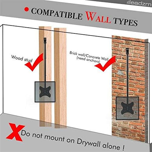 Generic Mount,360 (-15/+5), 32-55 Inch 75x75 200x200mm, Commercial Ceiling TV Swivel & Tilt Height Adjustable