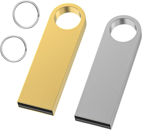 Wooolken 16GB USB Flash Drive 2 Pack with Keychains, Sleek Metal USB 2.0