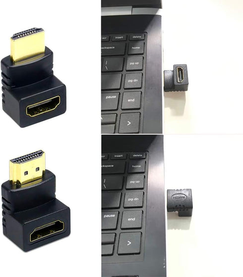 6Pack 3D and 4K HDMI Angled Adapter Combo, 2 Pcs 90 and 270 Degree, 4 Pcs Vertical Flat HDMI Adapter