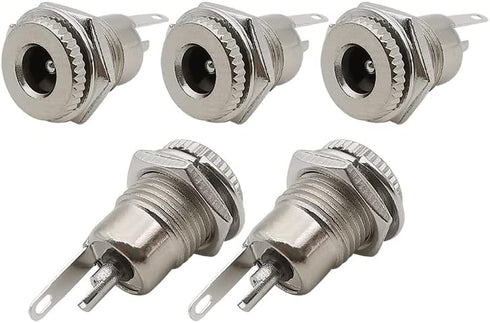 5 Pack 5.5mm x 2.1mm Female Socket Panel Mount Connector, DC-099 Power Supply Jack Terminal Plug Adapter