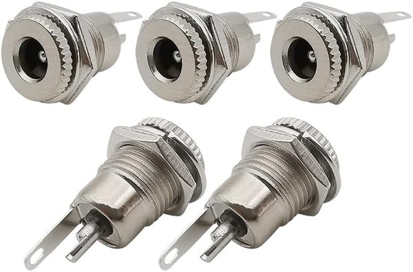 5 Pack 5.5mm x 2.1mm Female Socket Panel Mount Connector, DC-099 Power Supply Jack Terminal Plug Adapter