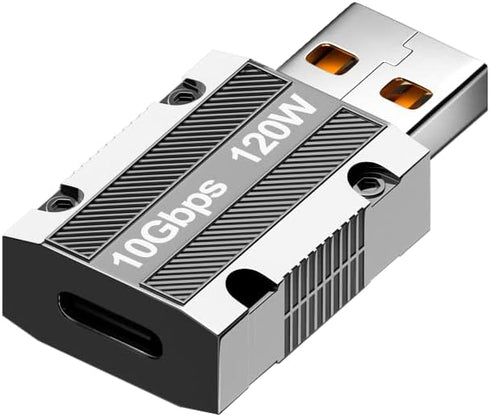 USB C Female to USB Male Adapter, Zinc Alloy Double-Sided USB A to Type C with 10Gbps Data Transfer & PD100W