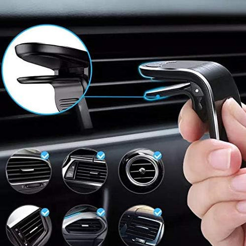 BoxWave MagnetoMount Clip Car Mount for Samsung Galaxy A51 5G - Metal Air Vent Strong Magnet - Jet Black