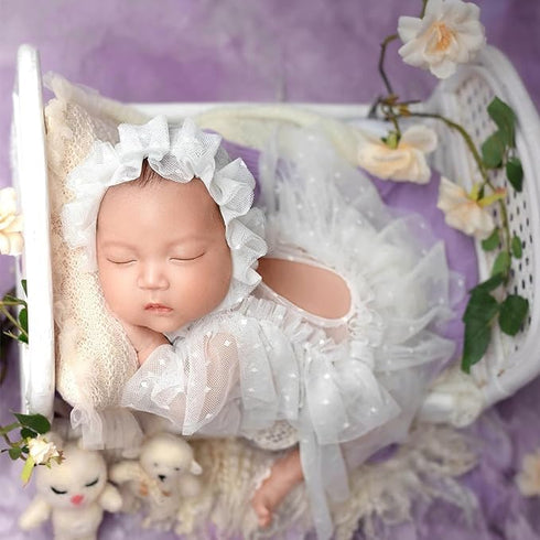 Newborn Photography Props Outfits Girl Lace Romper Headress Newborn Baby Photo Shoot Outfits Girls Photo Props