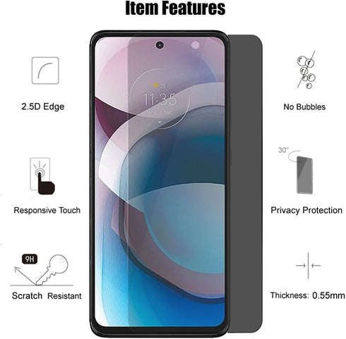 (3+3) Motorola One 5G Ace/One 5G UW Ace/Moto G 5G (2020) Anti Spy Tempered Glass Privacy Screen Protector and Camera