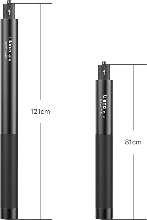 UURig 47.64" Insta360 Action Cameras Selfie Stick Extendable for Sports Camera, Selfie Vlogging Invisible Extension
