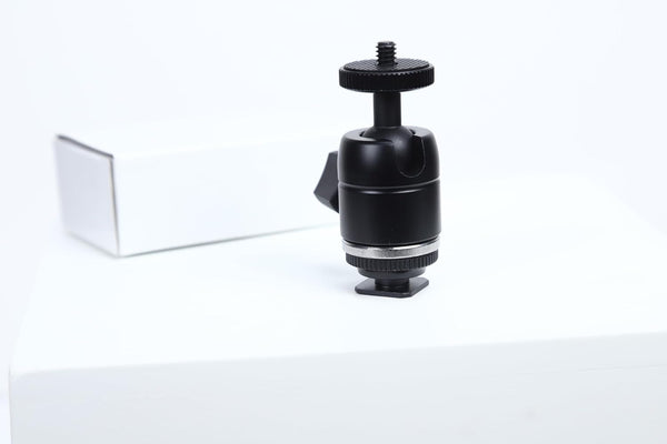 AFEFT Mini Ball Head Hot Shoe Adapter, 360 Swivel 1/4" Thread Camera Mount
