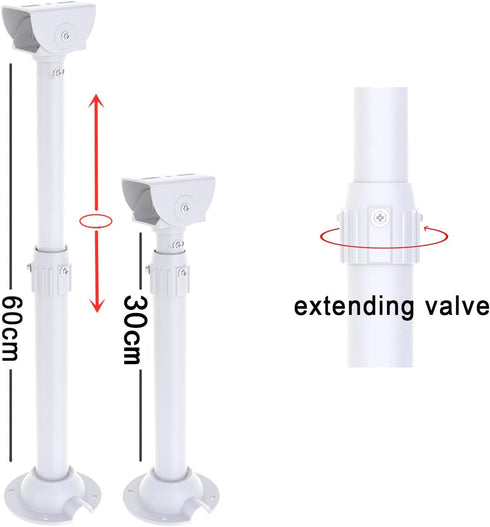 Security Camera Mounting Bracket Extender Pole I-Type, 30-60cm Adjustable Ceiling Mount for CCTV IP Camera