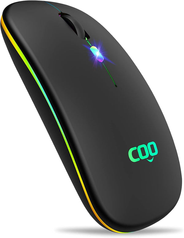 COO LED Slim Mouse with 3 Adjustable DPI, Dual Mode (Bluetooth 5.1 and 2.4G Wireless) for iPad OS 13, MacBook, Laptop,