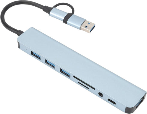 XUMIUZIY 8 in 1 USB C Hub, Aluminum USB C Ethernet Multiport Adapter,