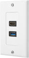 ZEXMTE White HDMI and USB 3.0 Wall Plate Charger Outlet Mount Socket Cover for High-Speed Charging Panel