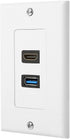 ZEXMTE White HDMI and USB 3.0 Wall Plate Charger Outlet Mount Socket Cover for High-Speed Charging Panel