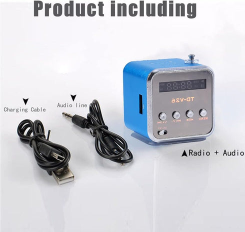 Eboxer Portable Mini Speaker FM Radio Stereo Speaker, Support TF Card, Perfect for Room, Bike, Car (Blue)