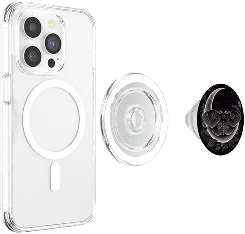 PopSockets PopGrip for MagSafe: Moth Moon Flowers Astrology Celestial