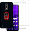 BLU View 4 B135DL Case 2 Pack with Tempered Glass Screen Protector, Full Body Shock Protective Kickstand Case - Red