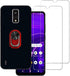 BLU View 4 B135DL Case 2 Pack with Tempered Glass Screen Protector, Full Body Shock Protective Kickstand Case - Red
