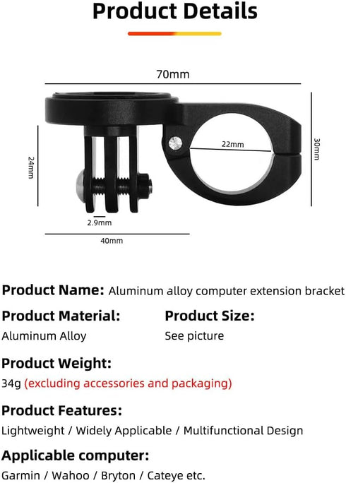 GPS Computer Mount for Aero Bars, TT Bars, or Tri Bars, Compatible with Garmin, Wahoo, CatEye, Bryton