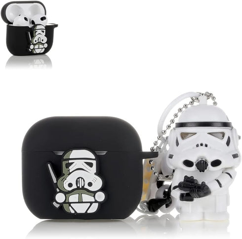 Fit Designed for Airpods 3, Suublg Silicone Protective Cover with Cartoon Characters Doll Keychain