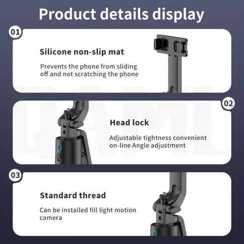 realexist 360 Auto Face Tracking Phone Holder, Rotation Phone Tripod with Wireless Remote and Phone Holder, Selfie