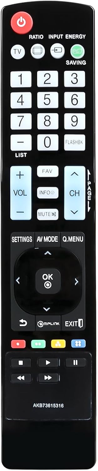 AKB73615316 Replace Remote for LG Plasma TV, Fits 37LS5600, 47LS4600, 50PA4500, 55LS4600, 60PA5500, 32LS5600, 42LS5650,