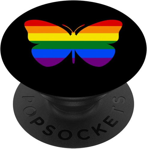 Cute Gay Pride Rainbow Flag Social Butterfly PopSockets Swappable Grip