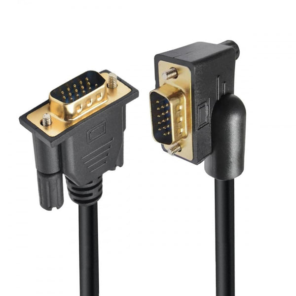 CY Cable 90 Degree Right Angled VGA RGB Male to Straight Male Extension, 3COAX+6C for Monitor Projector Computer
