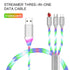 3 in 1 Multi Charging Cable, LED Flowing Light Up Charger Cable, Micro Type-C Charging Cable for Most Smartphones - Red