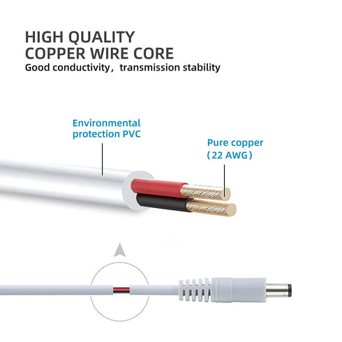 Sqlszt 100 12V 2.1mm 5.5mm DC Power Adapter Extension Cable feet Power Adapter Extension Cable x Compatible with DC