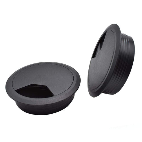 3-1/8 Inch (80mm) Black Wire Grommets and Cable Ties Kit, ABS Plastic Desk Hole Cover Cord Organizer