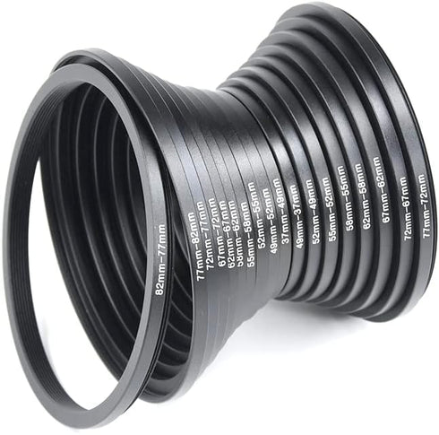 Foto&Tech 18 Pieces Lens Ring Camera Filter Adapter Set for DSLR Cameras - Step-Up and Step Down Kit