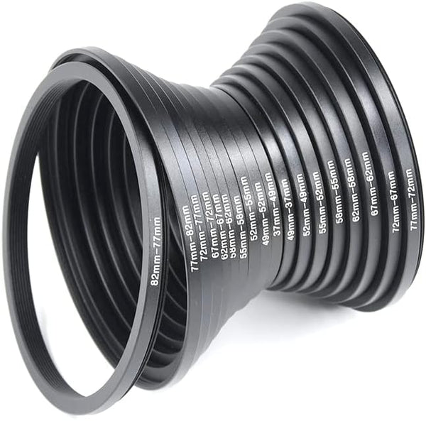 Foto&Tech 18 Pieces Lens Ring Camera Filter Adapter Set for DSLR Cameras - Step-Up and Step Down Kit