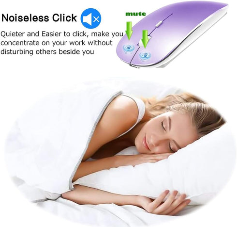 KLO Bluetooth Mouse for MacBook/MacBook Air/Pro/iPad, Wireless Mouse for Laptop/Notebook/PC/iPad/Chromebook (Purple)