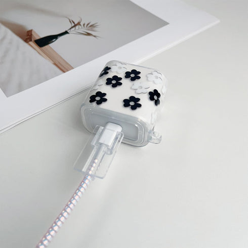 for Apple 20W USB-C Power Adapter Charger with Protective Case and USB Lightning Cable Cover, Cute Floral Data Cable