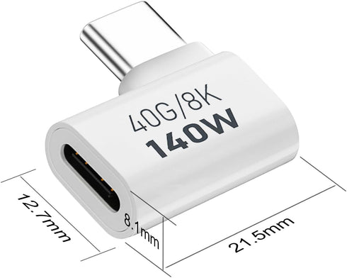 AreMe 2 Pack USB C Male to Female Adapter, 90 Degree Right Angle 140W Type C Extender for Thunderbolt Devices