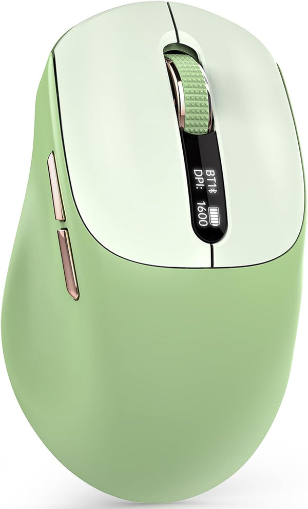 XISOGUU Wireless Bluetooth Mouse, Bluetooth 5.0/4.0 & 2.4G Tri-Mode, Type-C Rechargeable with LED
