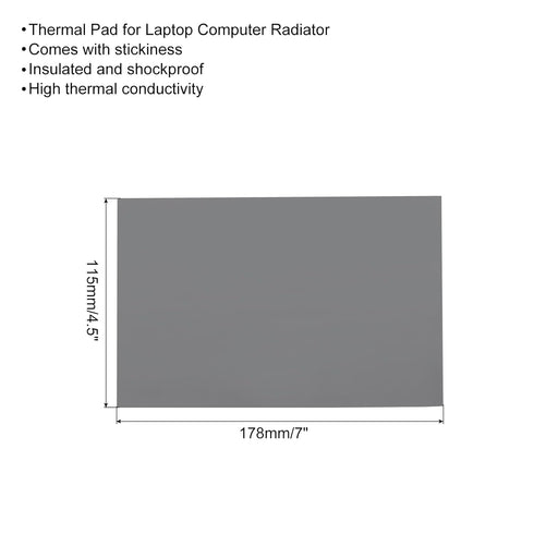 MECCANIXITY Thermal Pad 4.0W/m.K Insulated Heat Resistant High Temperature Resistant Silicone Cooling Pads 178x115x1mm for Laptop Computer Radiator, Grey