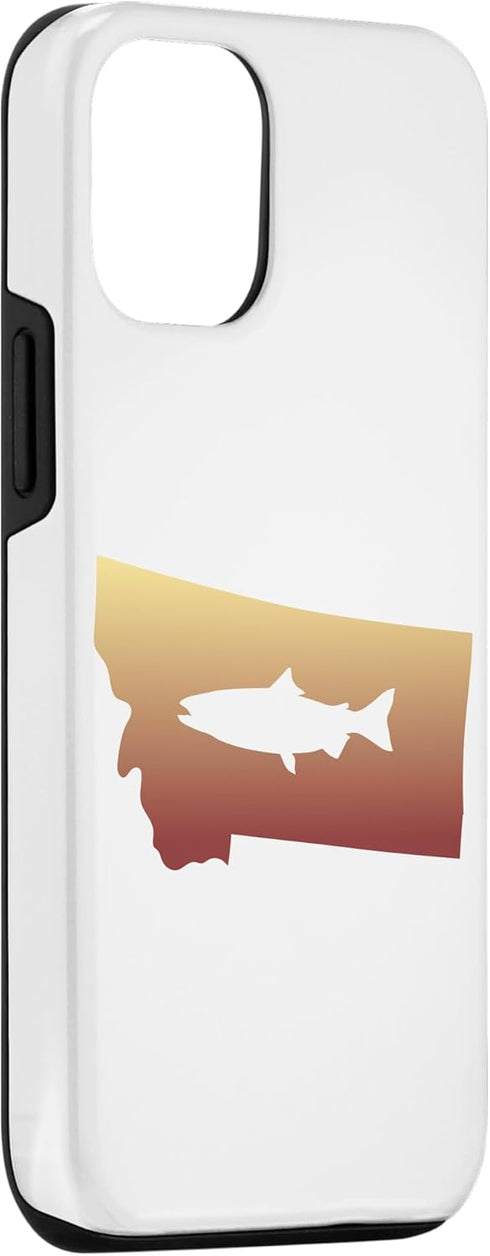 Montana Salmon Fishermen 12/12 Montana Salmon Fishing State Map of Montana Case for iPhone Pro