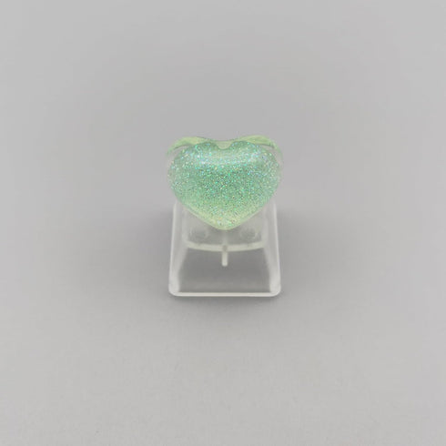 Personalized Cute Love Heart Keycap, Handmade OEM Profile Keycap for Mechanical Keyboard MX Switch (Green)