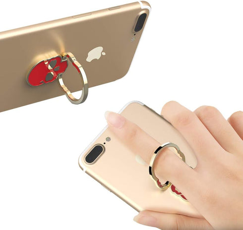 3 Packs Skull Shape Phone Ring Holder, 180° Adjustable Metal Stand in Black, White, Red
