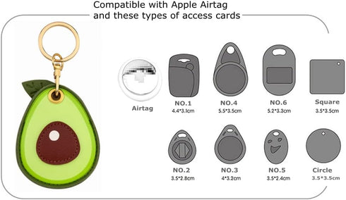 2 Pack 3in1 Cartoon Protective Case for Airtag - Samsung Galaxy SmartTag Cases, Tile Keychain (1 Avocado & 1 Pineapple)