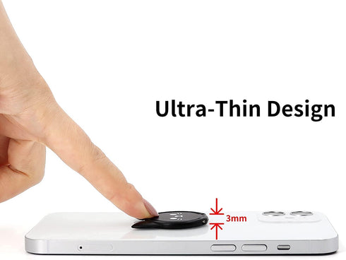 Ultra-Thin Cute Cat Metal Phone Ring Holder, 360° Rotation Kickstand for Magnetic Car Mount (Black)