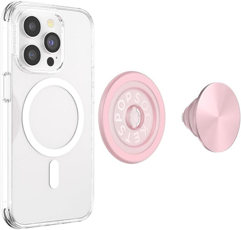 PopSockets Phone Grip with Expanding Kickstand, Wireless Charging Compatible, Adapter Ring for MagSafe Included - Pinky