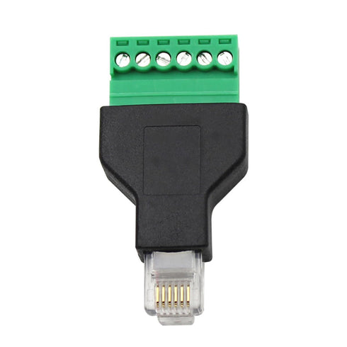 5Pcs RJ11 Male to 6 Pins Screw Terminal Block Adapter for Cat3 Telephone Handset Cords Extender, RJ12 6P6C Modular