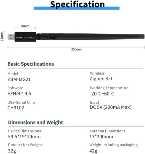 Besisglas 3.0 CP2102N/CH9104F EFR32MG21/EFR32MG24, Assistant/Zigbee2MQTT Zigbee USB Gateway - Enhanced with & Firmware