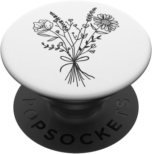 PopSockets Adhesive PopGrip - White Wildflower Floral Flower Design