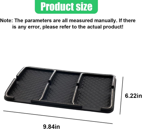 GAOLAOSY Bling Rhinestone Car Dashboard Mat, Anti-Slip Auto Dash Tray, Strong Gripping Vehicle Smartphone Holder Pad