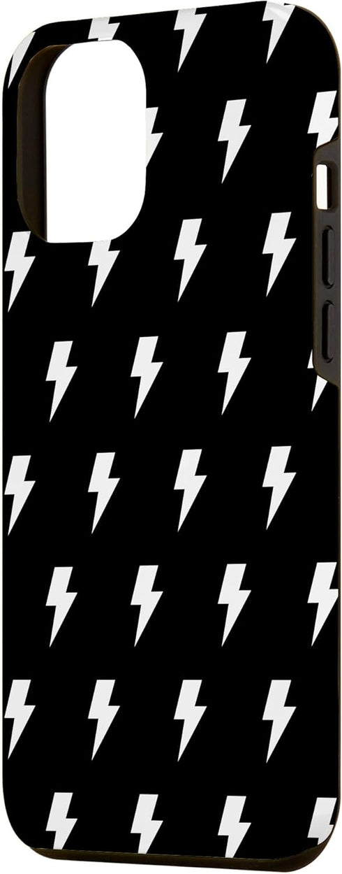iPhone 15 Pro Max Lightning Bolt Black and White Pattern Cute Trendy Phone Case