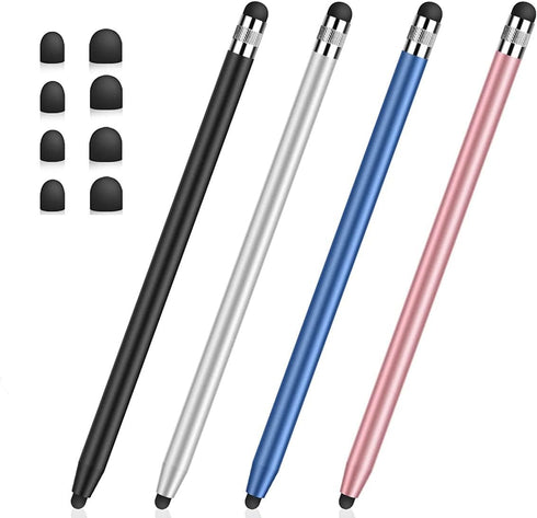 4-Pack Stylus Pens for Touch Screens, Sensitivity & Precision for iPhone/iPad/Samsung Galaxy/Tablets + 8 Replaceable
