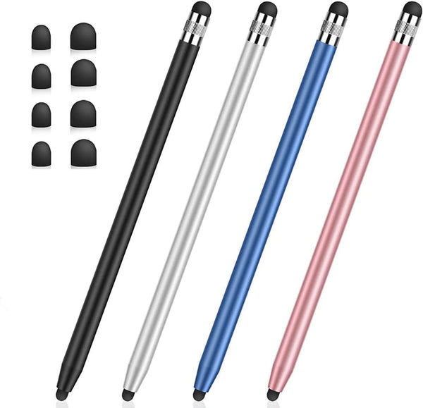 4-Pack Stylus Pens for Touch Screens, Sensitivity & Precision for iPhone/iPad/Samsung Galaxy/Tablets + 8 Replaceable